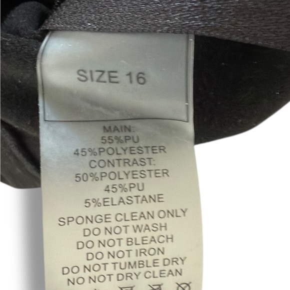 Manière De Voir Black Vegan Leather Corset Top Bustier Garter Detail UK 16 US 12 - Picture 7 of 7